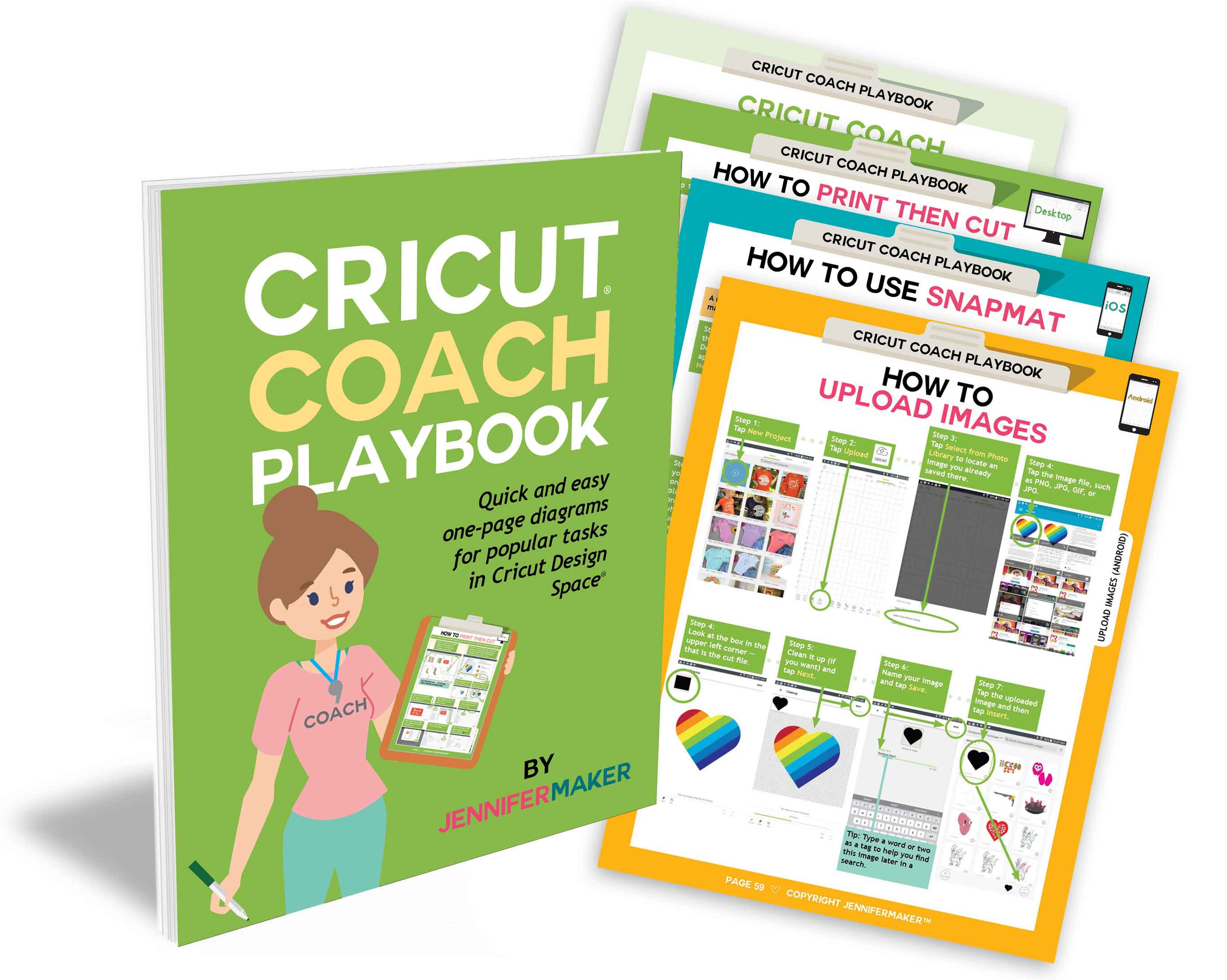 The Cricut Coach Playbook -- Get the complete set of one-page diagrams and cheat sheets for all the popular tasks in Cricut Design Space! #cricut #cricutdesignspace #cricutmaker #cricutexplore #cheatsheet